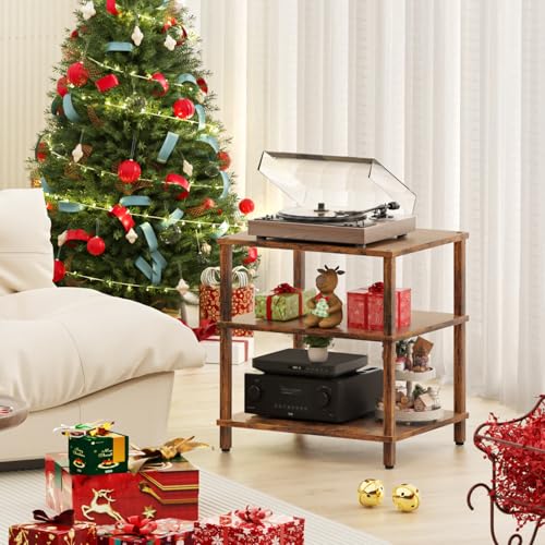 3-Tier Wooden Media Player Stand - Brown Modern TV & Game Console Cabinet Variation 1