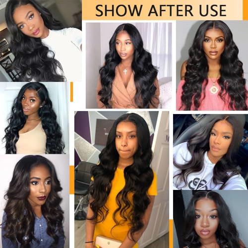 Tahikie 14 Inch Brazilian Virgin Human Hair U Part Wig Body Wave 250% Density Glueless Lace Front for Black Women