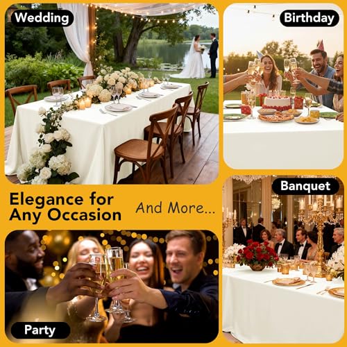 Ivory 10-Pack Tablecloths for Rectangle Tables 70 x 120 Inches - Wrinkle-Resistant