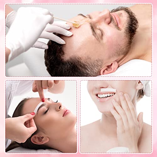 Leelosp 600 Pcs Waxing Kit Includes 400 Wax Paper Cloth Eyebrow Strips and 200 Wooden Smooth Applicator Sticks for Body Skin Hair Removal(White)