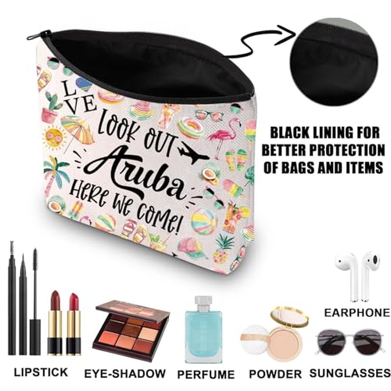 JNIAP Aruba Makeup Bag Aruba Trip Gifts Aruba Vocation Gifts Aruba Travel Bag Aruba Souvenir Aruba Toiletry Bag (Look Out Aruba)