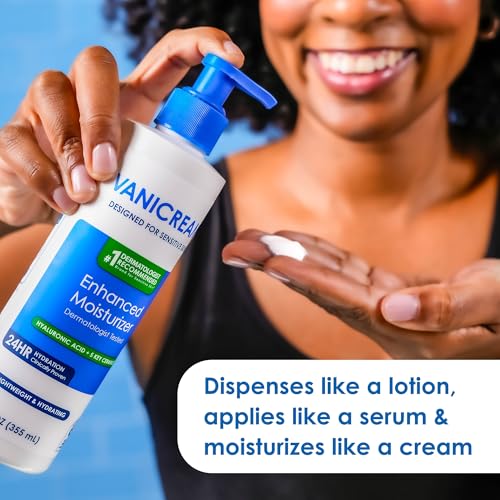 Vanicream Enhanced Moisturizer, 12 fl oz, Formulated without Common Irritants, Body Moisturizer, All-Day Hydration with Hyaluronic Acid, Glycerin & Ceramides for Sensitive Skin
