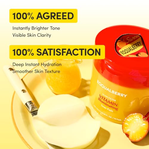 Vitamin Brightening Toner Pads with Niacinamide & Vitamin C-Peptide for Face & Body - 70 Pads