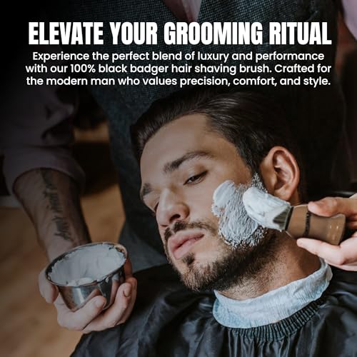 Gentleman Jon 100% Black Badger Hair Shaving Brush for Men ? Premium Ergonomic Shave Lather Brush for Wet Shave Using Shaving Cream & Soap ? Ideal for Safety Razor, Double Edge Razor & Straight Razors