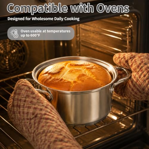 18-Piece Stainless Steel Cookware Set with Nonstick Pots & Pans - Includes Lids & Handles