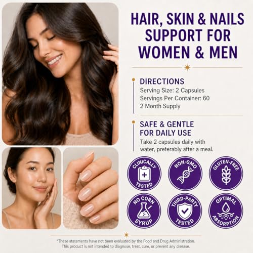 Hair Skin and Nails Vitamins Biotin Collagen Hyaluronic Acid