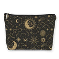 huester Black Golden Sun and Moon Star Witchy Makeup Bag, Moon Make Up Bag, Tarot Cosmetics Bag, Cosmetic Bags Travel Makeup Pouch Astrology Witchy Gifts for Purse Women Girls Sister Mom