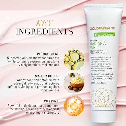 GOLDFADEN MD Radiance Whip Peptide Skin Mask - Vegan Hydrating Treatment, 1.7 Fl Oz (Pack of 1)