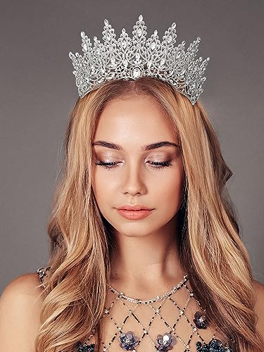 Silver Tiara Crown for Women & Girls - Wedding, Quinceanera, Prom Headpiece