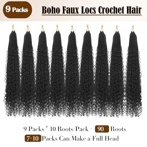Boho Goddess Locs Crochet Hair - 9 Packs, 18 Inch, 1B# Variation of THIS listing