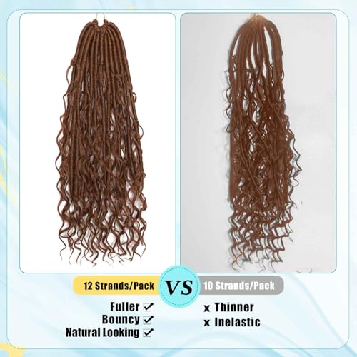 30# 24 Inch Boho Soft Locs Crochet Hair - 8 Packs Goddess Faux Locs with Curly Ends for Black Women