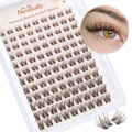 Brown Lash Clusters Natural Eyelash Clusters Brown Lash Extension Invisible Lash Band C-curly Cluster Eyelash Extension 10-16MM Cluster Lashes by Newcally
