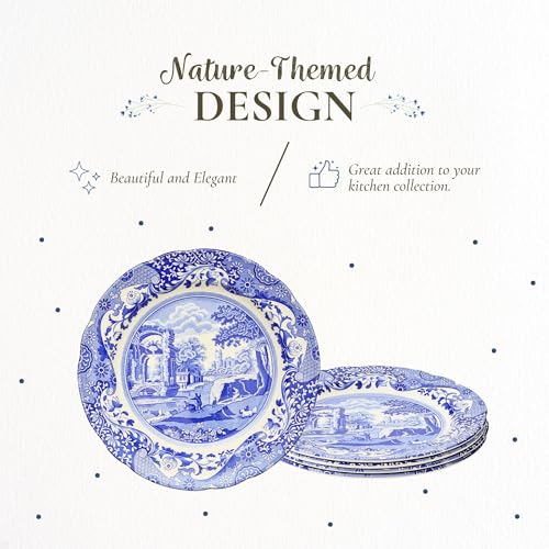 Blue Italian Dinner Plates Set of 4 - Spode Heritage Blue & White Porcelain
