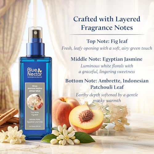 Long-Lasting Jasmine Body Mist with Fig Leaf - Floral Attar Spray, 3.38 Fl Oz - Floral Jasmine / 3.38 Fl Oz