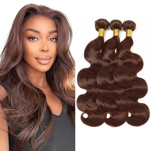 NiegMeag Human Hair Bundles 14-18 Inch Body Wave Chocolate Brown 3 Pack #4 BB
