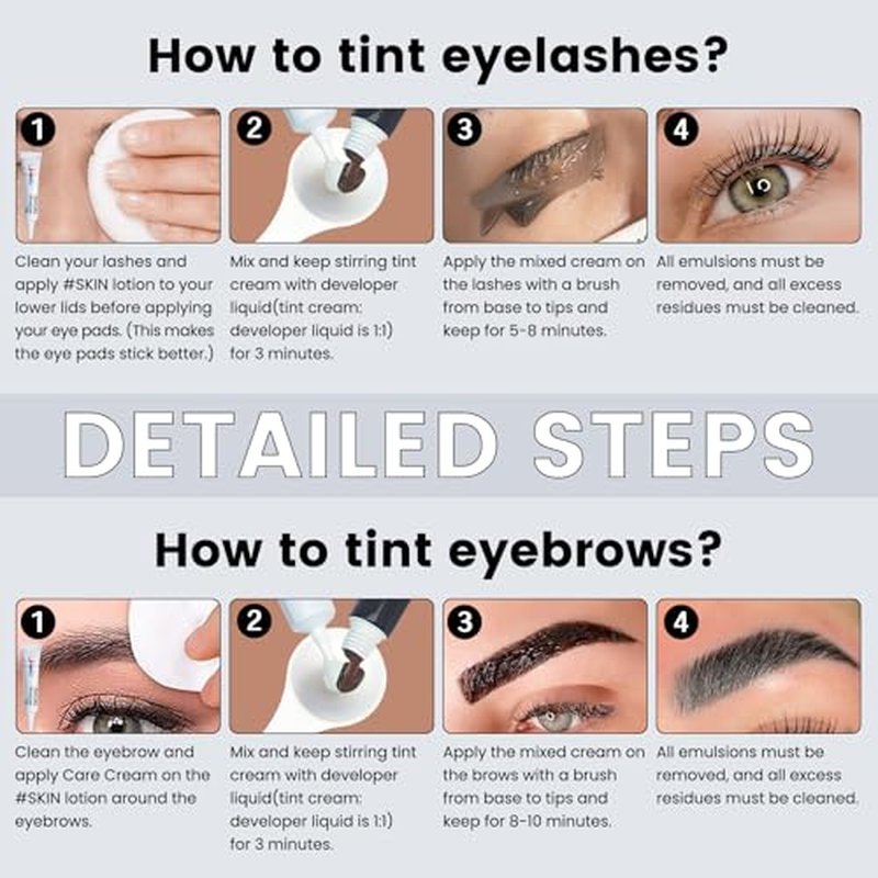 Libeauty Lash Tint Kit with Reusable Dolphin Eye Mask, Eyebrow Tint Kit Black, Large Capacity Eyelash Tint for Salon and Home,15ML