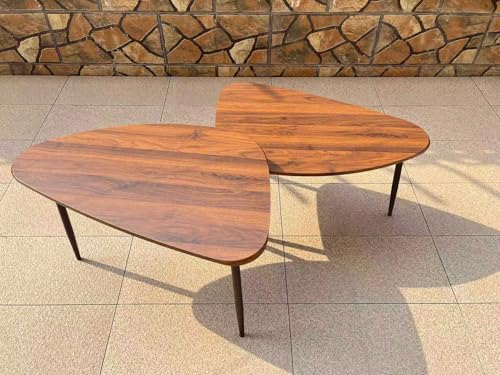 Nesting Coffee Table Set of 2 - Wooden Mid-Century Modern Living Room Tables