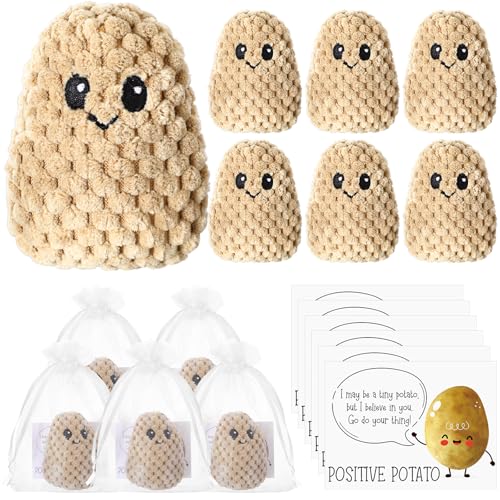 12 Sets Knitted Potato Gifts Christmas Mini Potato Crochet Gifts with Positive Cards Bags Encouragement Support Supplies for Xmas Coworker Employee Team Birthday Party Decor (Classic)