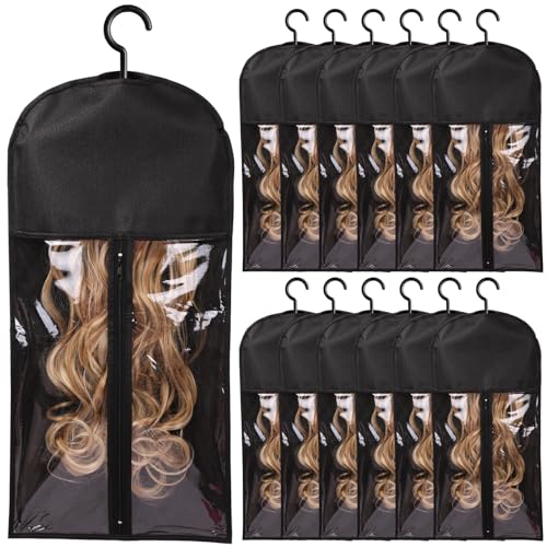 12PCS Wig Storage Hanger for Wigs & Accessories - Black, 23.5 Inch