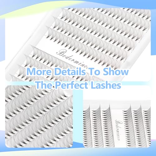Short Stem Nature Long 10D Premade Fans Dramatic Volume Eye Lashes Extensions Thickness 0.07mm D Curl Soft and Light Weight Individual False Eyelashes Cluster (14MM)