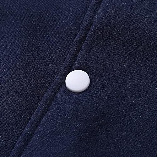 Women’s Navy Blue 3X-Large Baseball Varsity Jacket - Unisex Long Sleeve Casual Cardigan