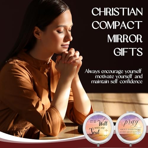 RattanView 9 Pcs Christian Gifts for Women Bulk Religious Compact Mirrors Christian Gifts Small Bible Verse Makeup Mirrors for Purse Church Holiday Party Favors Stocking Stuffers