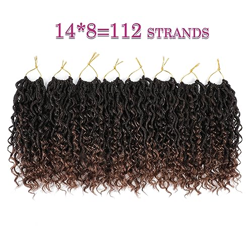 Goddess Faux Locs Crochet Hair 10 Inch - T1B/30, 8 Packs Full Head