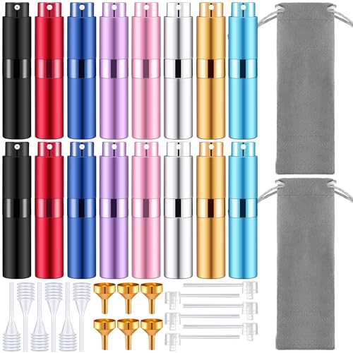 Honeydak 16 Pack Travel Spray Bottles - Multicolor 8ml Refillable Perfume Dispensers