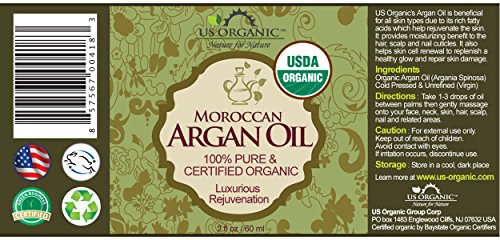 Argan Oil 2 Fl Oz - Organic Virgin Moroccan Hair, Skin & Nails Treatment