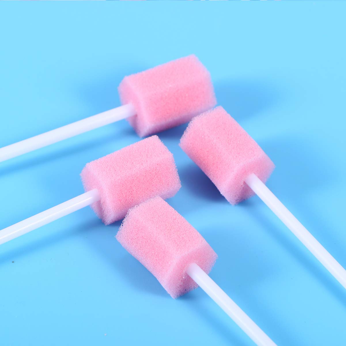 Healifty 200Pcs Oral Swabs Disposable Mouth Swabs Sponge- Tooth Cleaning Sponge Swab for Oral Care, Pink