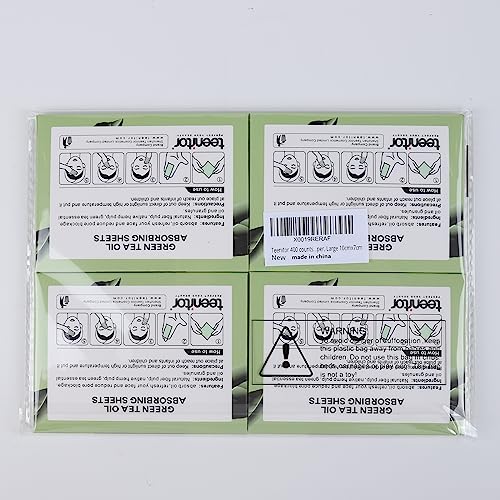 Teenitor Oil Blotting Sheets for Face, 400 Sheets Green Tea Oil Absorbing Sheets Blotting Paper for Oily Skin, Oil Absorbent Pads Face Oil Wipes Oil Sheets for Women, Oil Control Film Large 10cmx7cm