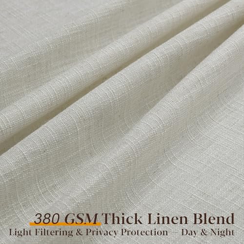 40W x 112L Linen Pleated Curtains Set - 2 Panels, Light Filtering, Semi Sheer, Tan, Includes Hooks & Rings - Variation of THIS listing