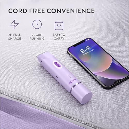 Purple Dual Head Bikini & Facial Trimmer for Women - Cordless Hair Removal Device