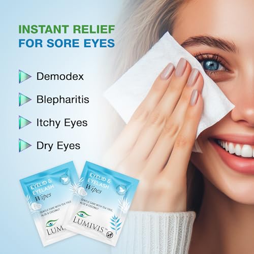 Eyelid Wipes – Gentle Daily Eye Hygiene, 144 Individually Wrapped – Travel-Friendly & Vegan