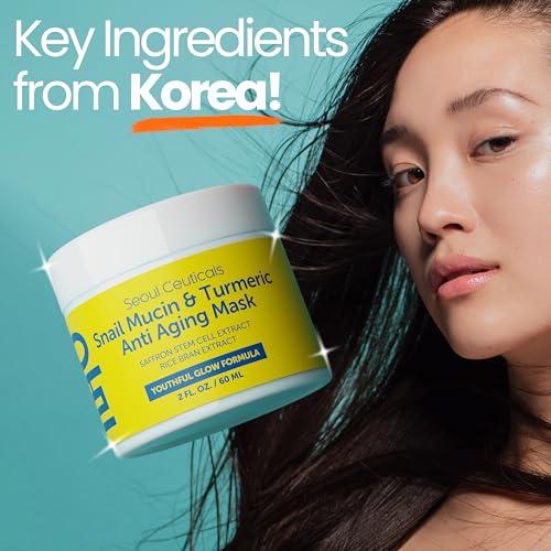 SeoulCeuticals Korean Face Mask Skin Care - Snail Mucin Turmeric Mask for Face ? Cruelty Free K Beauty Anti Aging Face Mask for Healthy, Youthful Glow 2oz