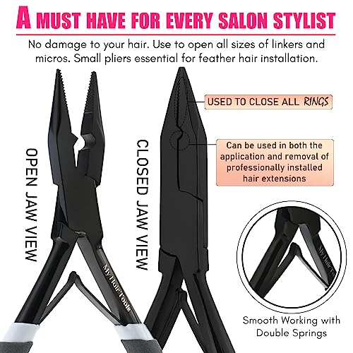 My Hair Tools Black Micro Link Hair Extension Kit with Pliers & Bead Remover