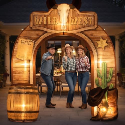 Wide West Cowboy Inflatable Arch 10FT LED Western Party Decor - Wild West