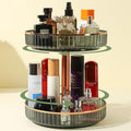 360 Rotating Makeup Organizer for Vanity,2 Tier Independent Rotation Large Capacity Skincare Organizers,Bathroom Counter Organizer, Spinning Monobloc Design Perfume & Vanity Organizer