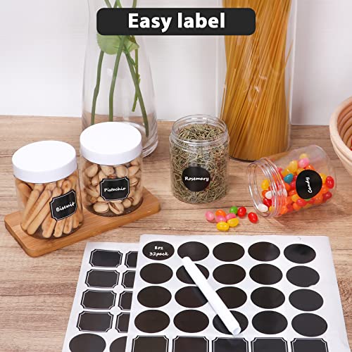 8 oz Plastic Jars with White Screw Lid - Refillable Food Storage Set, 36 Pack