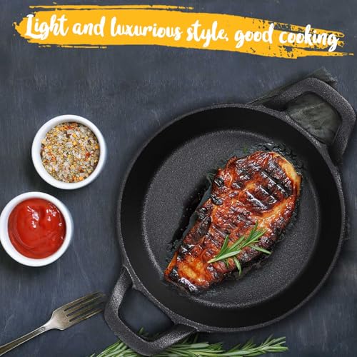 Mini Cast Iron Skillet Set - 10 Pack 6.3x6.3 Inch Small Frying Pans with Double Handles