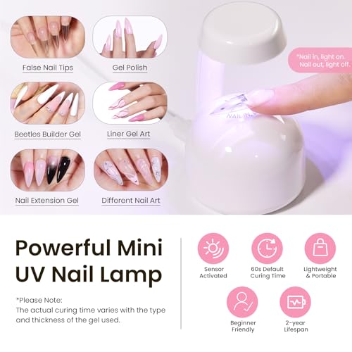 Beetles Tipex Instant Apex Nail Tips Kit ? Stiletto Medium, Pre-Building Pre-Etched Thick Acrylic Tips with Tipex Nail Glue, Dehydrator, Primer, Base & Top Coat, Mini UV Lamp 224PCS in 16 Sizes