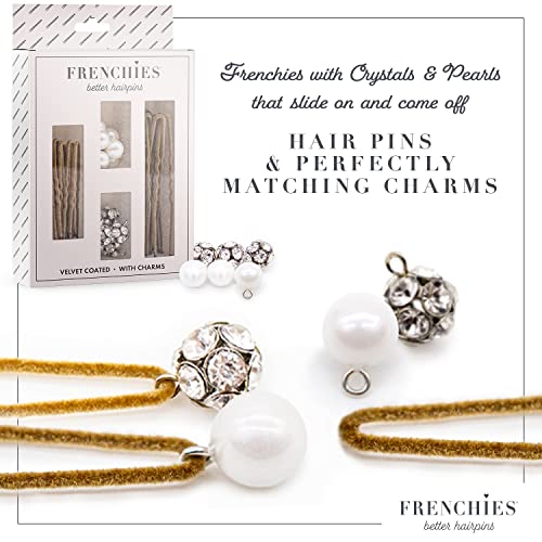 Frenchies Velvet-Coated French Hair Pins with Pearls & Crystals - Blond, 20 Pack