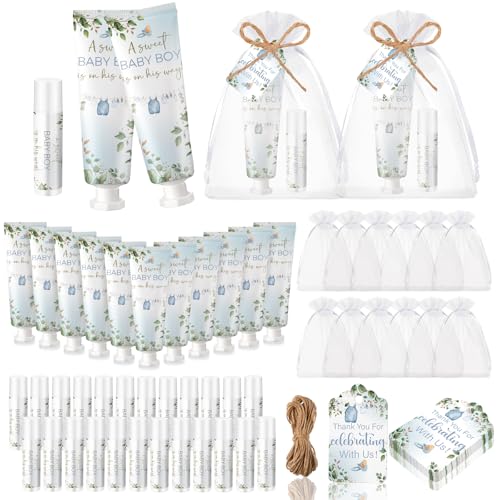 Boy Clothes Baby Shower Favors - 24 Hand Cream & Lip Balm Gift Sets