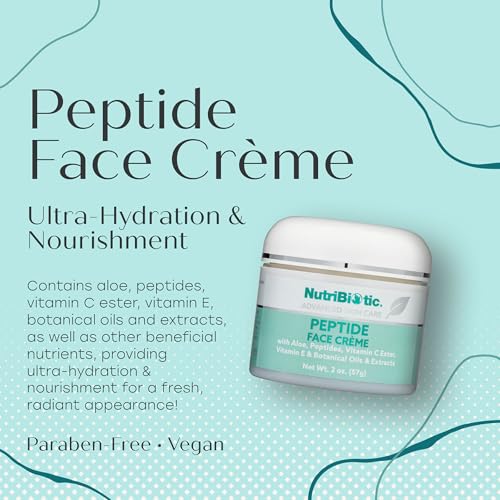 NutriBiotic Peptide Face Creme with GSE & Botanical Extracts 2 Oz Pack of 2 – Hydrating Collagen Support