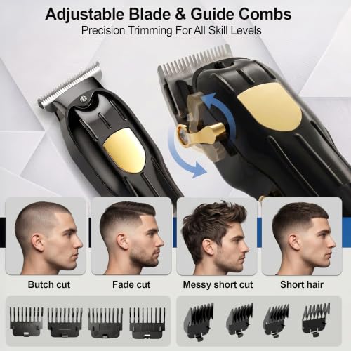 SHYEEH Black Hair Clippers and Beard Trimmer Set for Men