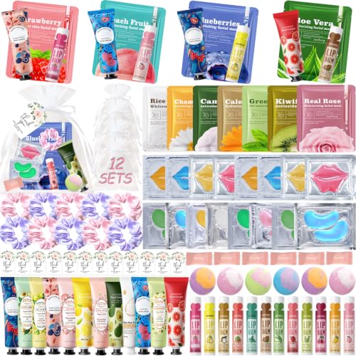 120 Pcs Spa Party Supplies Set for Women - Face Masks, Lip Balms, Gifts