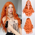 Vitorish 28 Inch Ginger Orange Wavy Lace Front Synthetic Wig for Women - Model 18C#