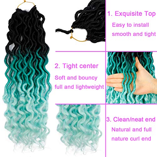 20 Inch Faux Locs Crochet Hair 5 Pack - Ombre Green Curly Braids, Light Green