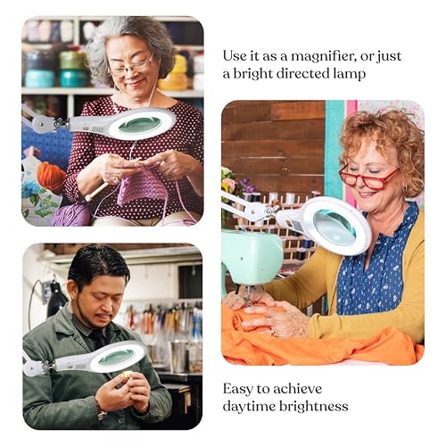 Brightech LightView PRO White Magnifying Desk Lamp with 2.25x Light for Crafts & Reading