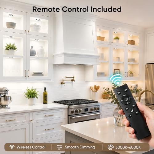 VST Smart Puck Lights 6 Pack Black Dimmable Under Cabinet & Shelf Lighting